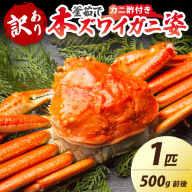 【大好評！カニ酢付き】訳あり！釜茹で！本ずわいがに姿 1匹（500g前後）